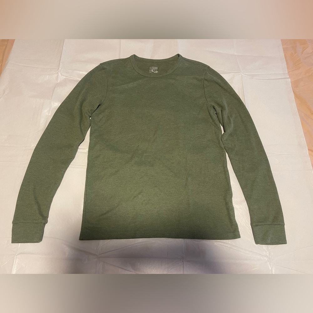 32 Degrees Mens Cool Ultra Lux Henley Long Sleeve Sleep T-Shirt olive green